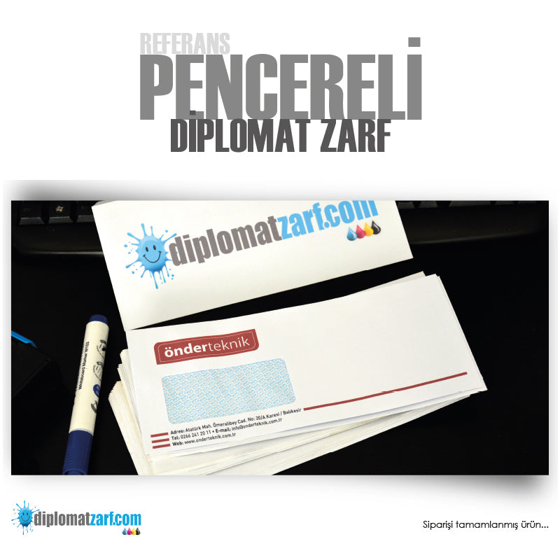 Pencereli Diplomat Zarf, 1000 Adet Antetli Zarf