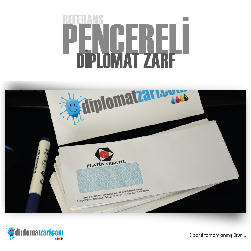 Pencereli Diplomat Zarf, 1000 Adet Antetli Zarf