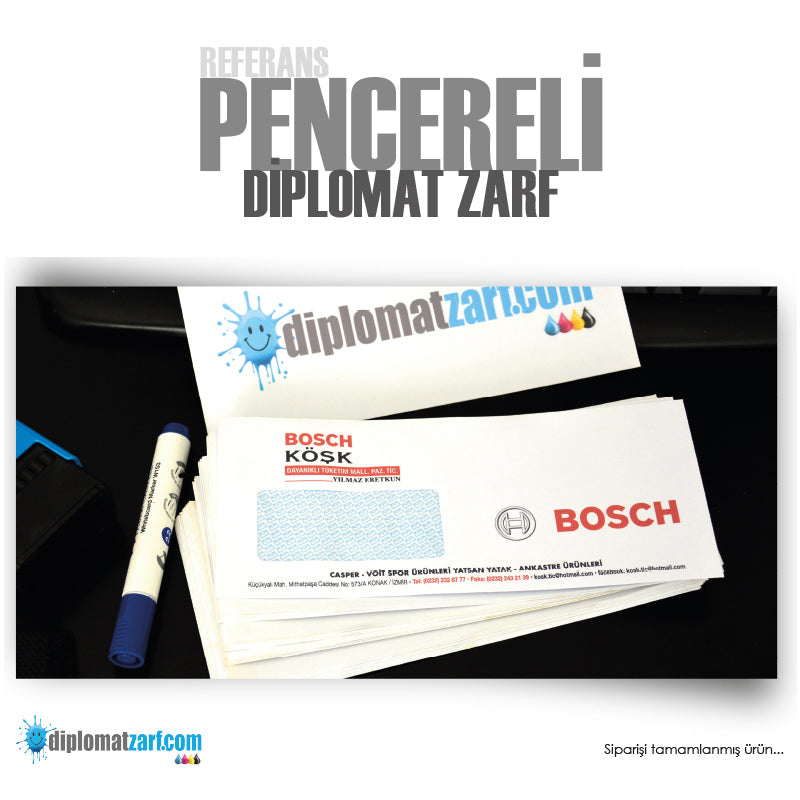 Pencereli Diplomat Zarf, 1000 Adet Antetli Zarf