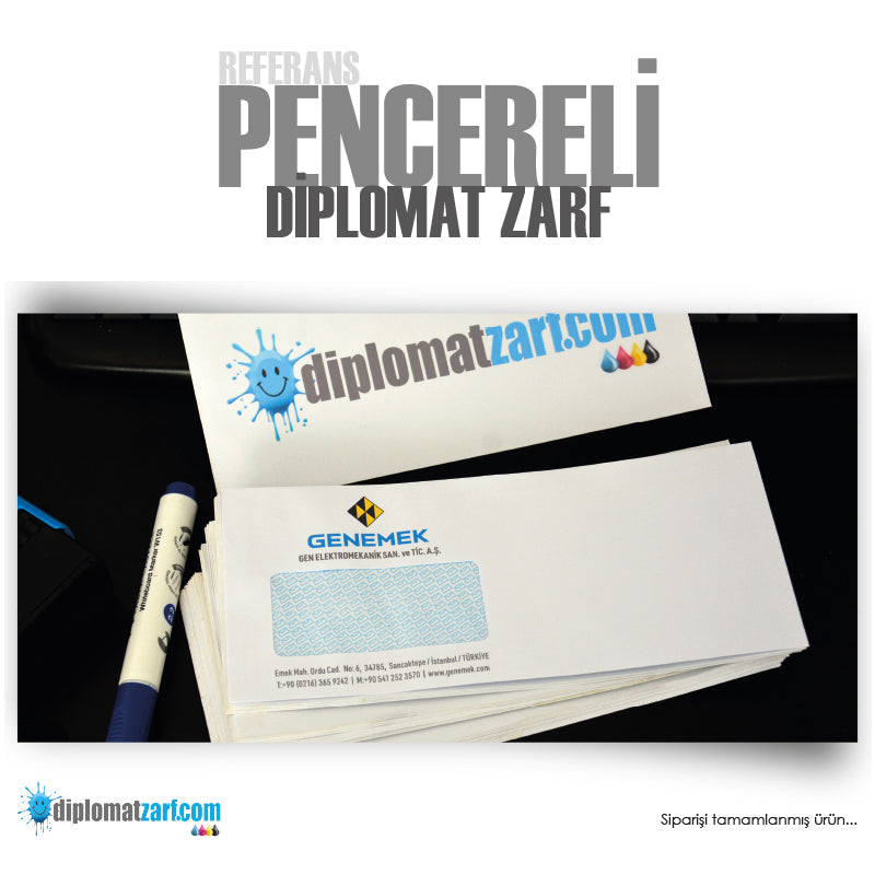 Pencereli Diplomat Zarf, 1000 Adet Antetli Zarf