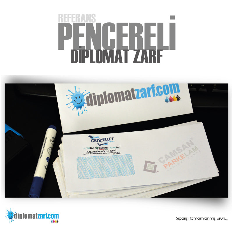 Pencereli Diplomat Zarf, 1000 Adet Antetli Zarf