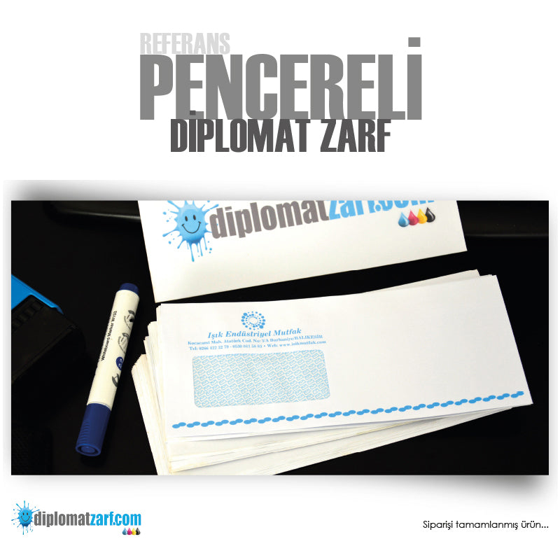 Pencereli Diplomat Zarf, 1000 Adet Antetli Zarf