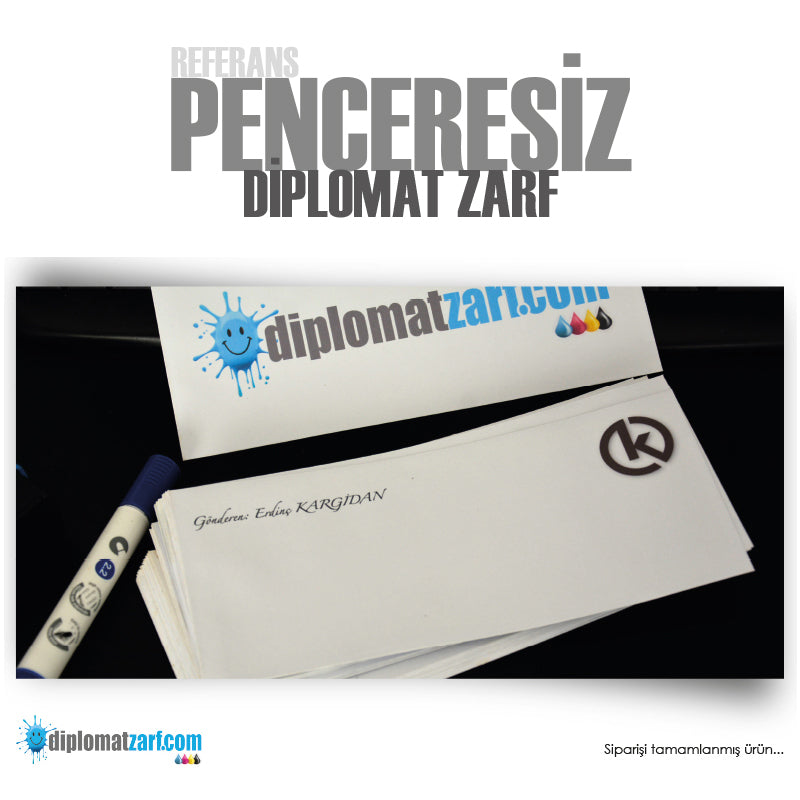 Penceresiz Diplomat Zarf, 1000 Adet Antetli Zarf