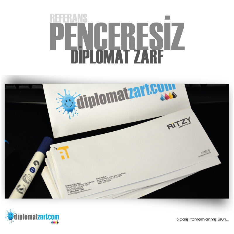 Penceresiz Diplomat Zarf, 1000 Adet Antetli Zarf