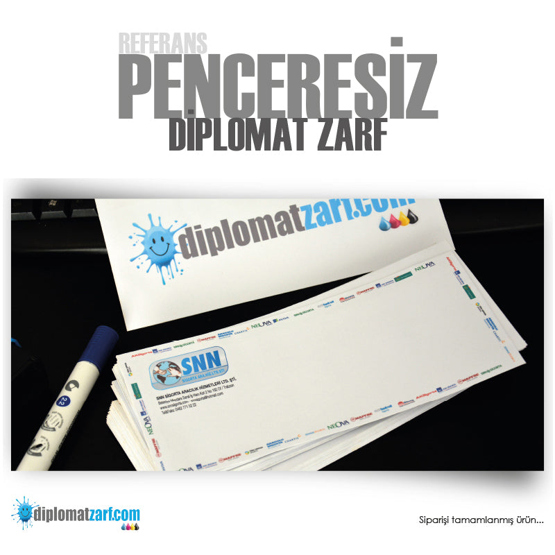 Penceresiz Diplomat Zarf, 1000 Adet Antetli Zarf