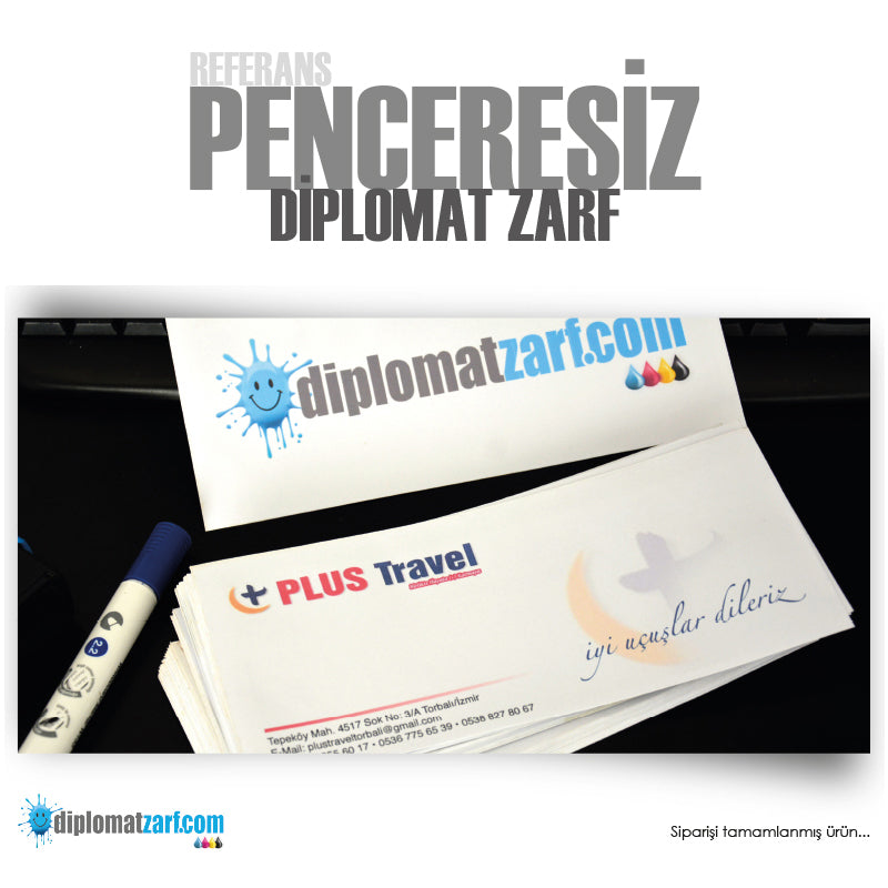 Penceresiz Diplomat Zarf, 1000 Adet Antetli Zarf