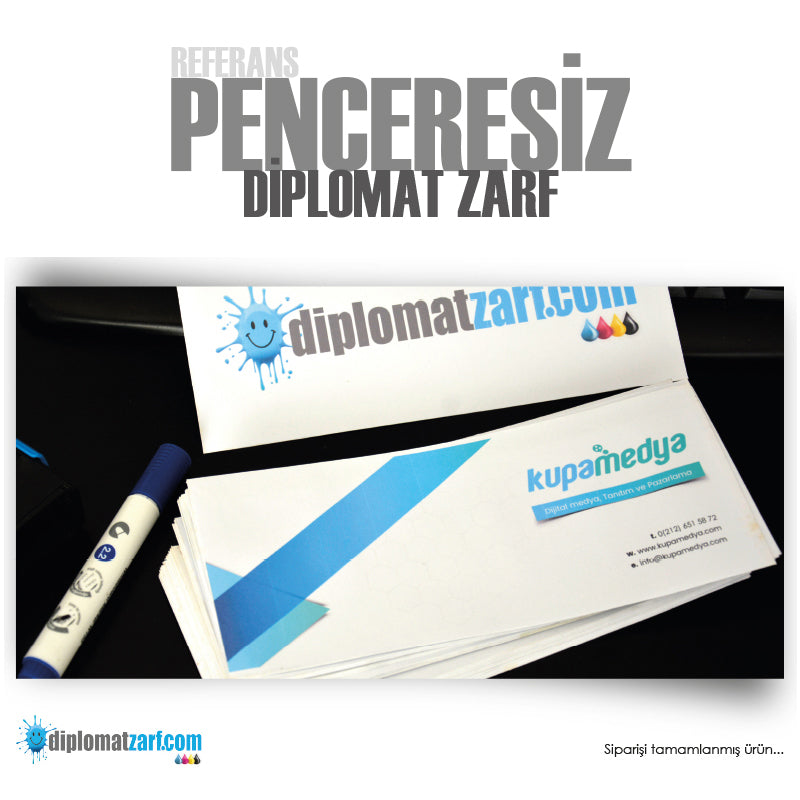 Penceresiz Diplomat Zarf, 1000 Adet Antetli Zarf