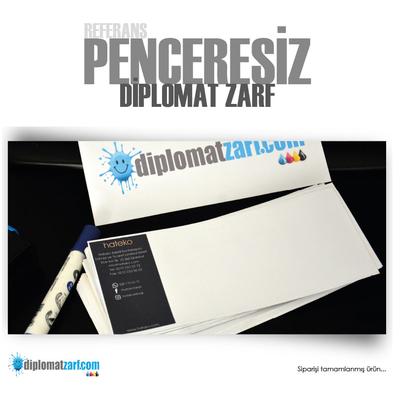 Penceresiz Diplomat Zarf, 1000 Adet Antetli Zarf