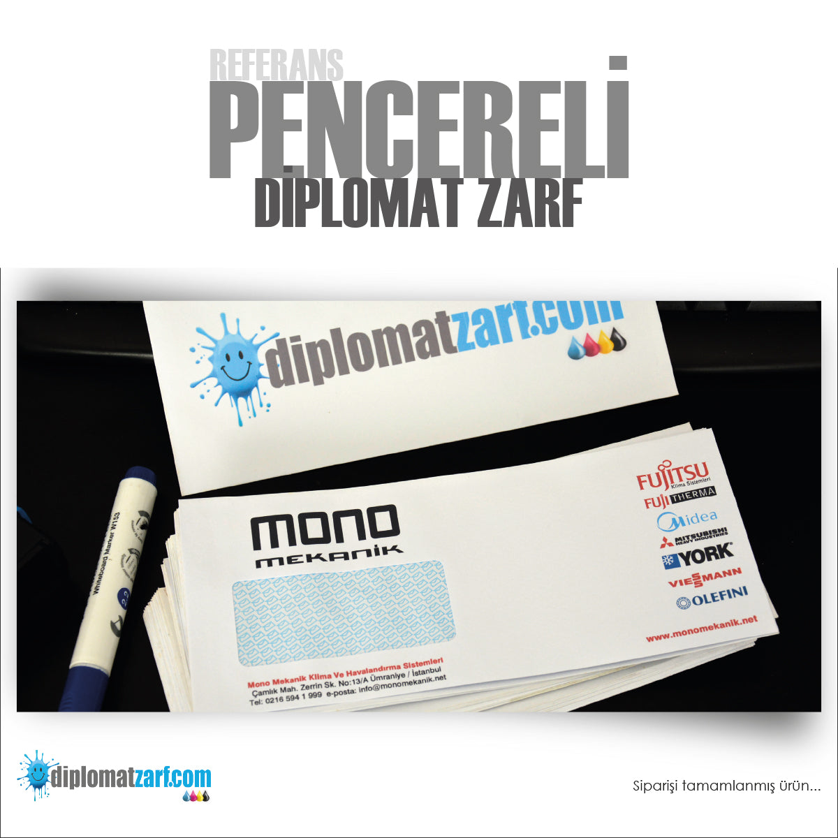 Baskılı Diplomat Zarf, 1000 Adet Renkli Baskı, Ücretsiz Tasarım & Hızlı Teslim