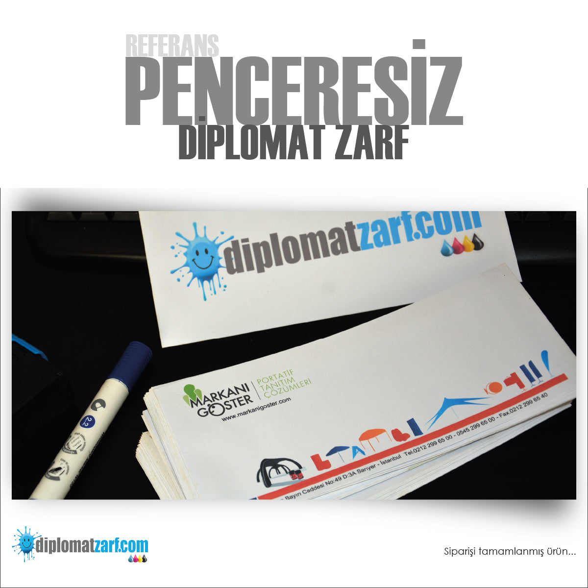 Baskılı Diplomat Zarf, 1000 Adet Renkli Baskı, Ücretsiz Tasarım & Hızlı Teslim