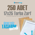 Baskılı 17x25 Torba Zarf, 250 Adet Renkli Baskı, Ücretsiz Tasarım & Hızlı Teslim