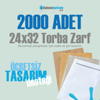 Baskılı 24x32 Torba Zarf, 2000 Adet Renkli Baskı, Ücretsiz Tasarım & Hızlı Teslim