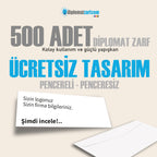 Baskılı Diplomat Zarf, 500 Adet Renkli Baskı, Ücretsiz Tasarım & Hızlı Teslim