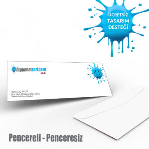 Diplomat Zarf 100 Adet Renkli Baskılı – Ücretsiz Tasarım & Hızlı Teslim